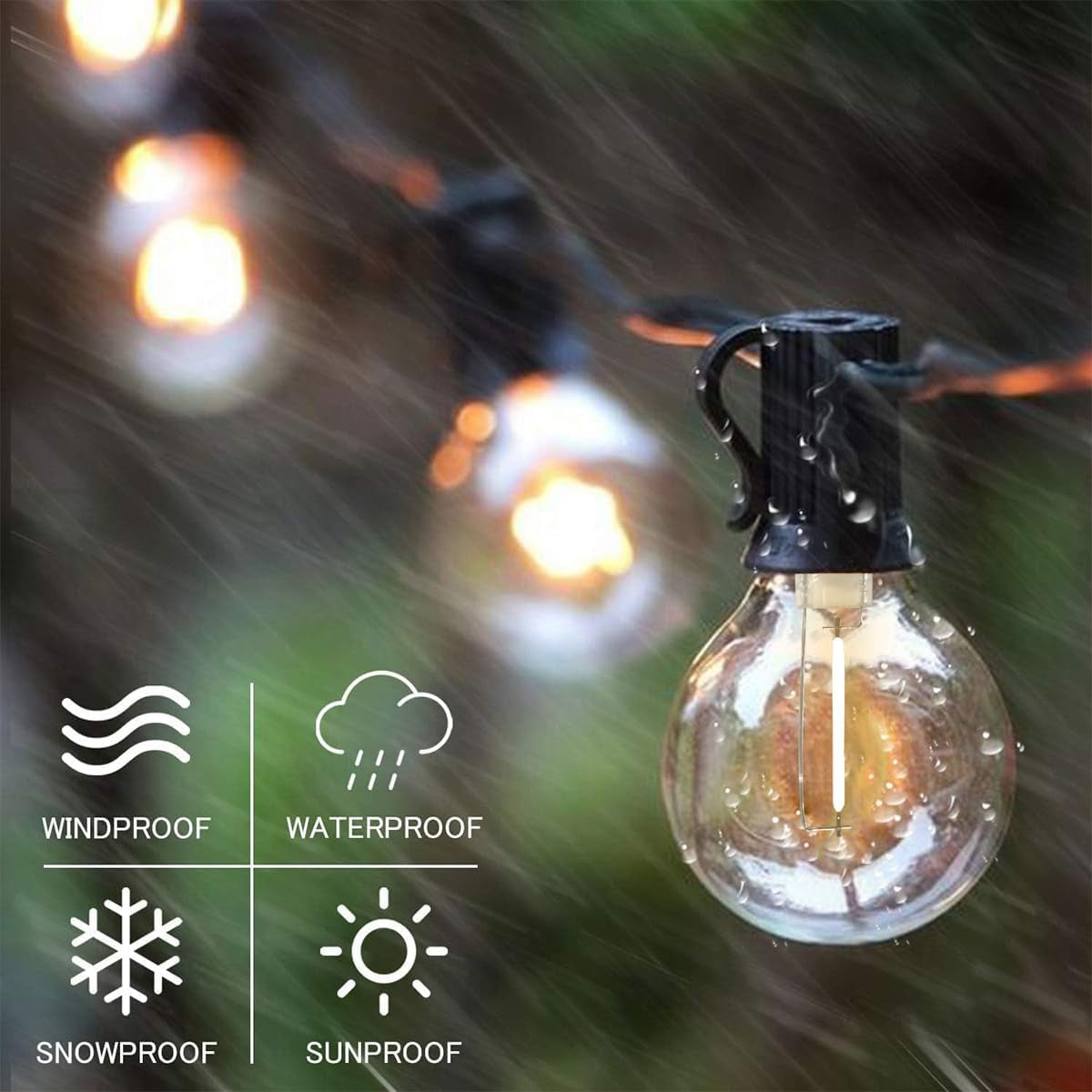 Globe Outdoor String Lights, 97FT Patio String Light with 49 G40 Clear Glass LED Bulbs(1 Spare), Waterproof Hanging Lights String for outside Backyard, Porch, Bistro, Party, Garden Gathering