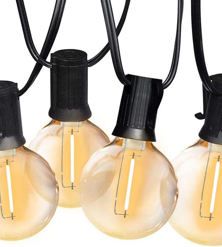 Globe Outdoor String Lights, 97FT Patio String Light with 49 G40 Clear Glass LED Bulbs(1 Spare), Waterproof Hanging Lights String for outside Backyard, Porch, Bistro, Party, Garden Gathering