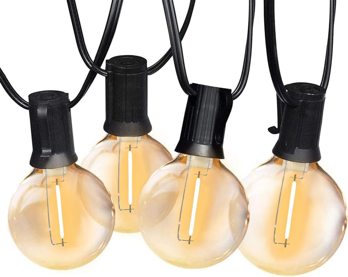 Globe Outdoor String Lights, 97FT Patio String Light with 49 G40 Clear Glass LED Bulbs(1 Spare), Waterproof Hanging Lights String for outside Backyard, Porch, Bistro, Party, Garden Gathering