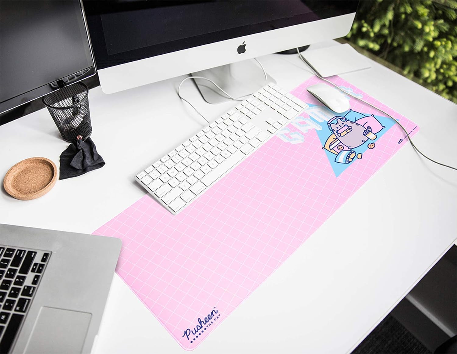 Official Pusheen Rose Collection XXL Mouse Mat - Desk Pad - 31.5" X 13.78" Non-Slip Rubber Base Mouse Pad, Gaming Mouse Pad, Keyboard Mouse Mat, Waterproof Mouse Mat