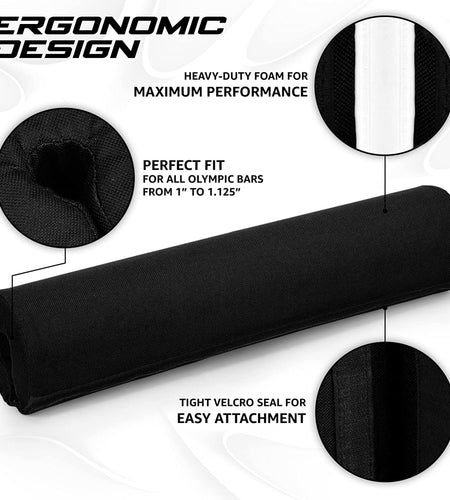 Barbell Foam Nylon Bar Pad/Pvc Bar Pad - 16 Inches Neck and Shoulder Protective Barbell Pad for Squats, Lunges & Hip Thrust - Fits 1” Standard and 2” Olympic Bars
