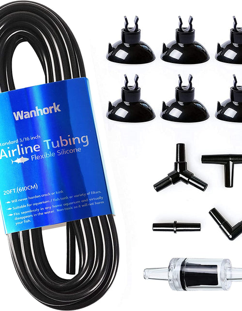 Load image into Gallery viewer, 3/16" Professional Flexible Airline Tubing Standard Aquarium Air Pump Accessories, 20 Feet(Clear-Black)
