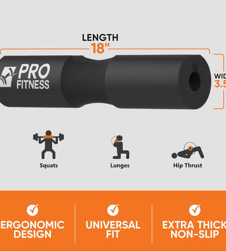 Barbell Pad Squat Pad- Shoulder Support for Squats, Lunges & Hip Thrusts - for Olympic or Standard Bars