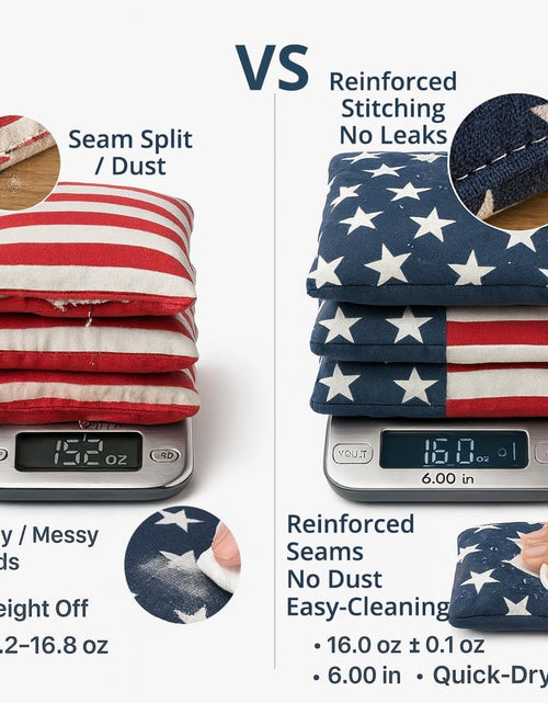 Load image into Gallery viewer, Cornhole Bags All Weather Proof Plastic Pellet Filled Corn Hole Bean Bags Pro Corn Hole Bags Set of 8 Regulation Waterproof Cornhole Bean Bags Canvas Corn Holes Bean Bags
