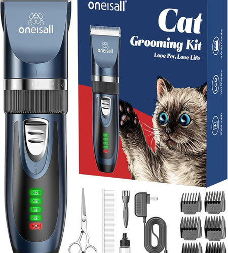 Cat Clippers for Matted Hair, Quiet Cat Shaver for Long Hair, Cordless Cat Hair Trimmer for Grooming, 2 Speed Pet Shaver Cat Grooming Kit for Cats Small Dogs Animals (Blue)