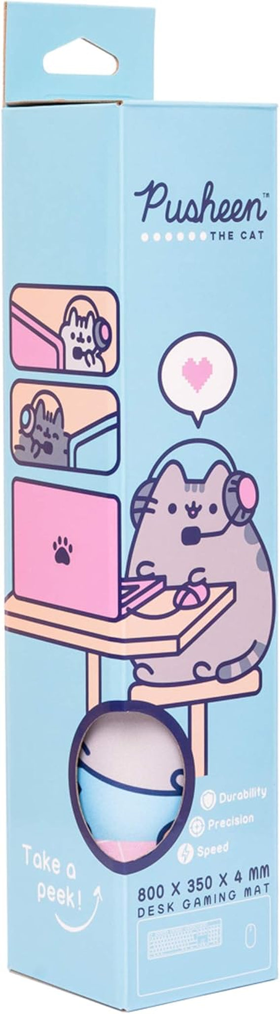 Official Pusheen Rose Collection XXL Mouse Mat - Desk Pad - 31.5" X 13.78" Non-Slip Rubber Base Mouse Pad, Gaming Mouse Pad, Keyboard Mouse Mat, Waterproof Mouse Mat
