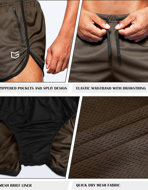 Load image into Gallery viewer, Men'S Running Shorts 3 Inch Quick Dry Gym Athletic Workout Short Shorts for Men with Liner and Zipper Pockets
