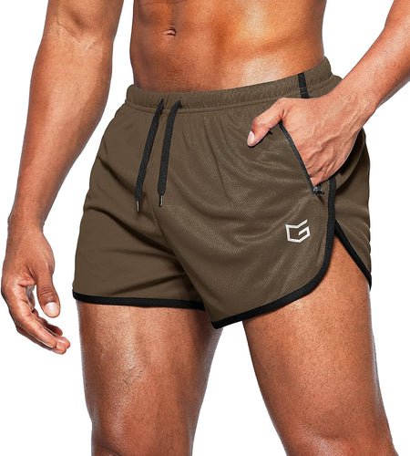 Men'S Running Shorts 3 Inch Quick Dry Gym Athletic Workout Short Shorts for Men with Liner and Zipper Pockets