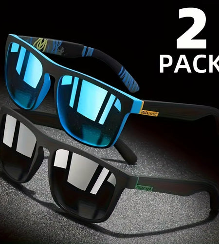 2Pcs Square Polarized Sunglasses anti Glare Sun Shades for Summer Party Vacation Travel Driving Fishing