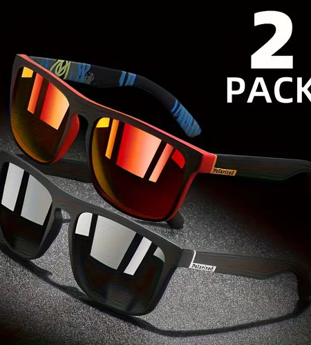 2Pcs Square Polarized Sunglasses anti Glare Sun Shades for Summer Party Vacation Travel Driving Fishing