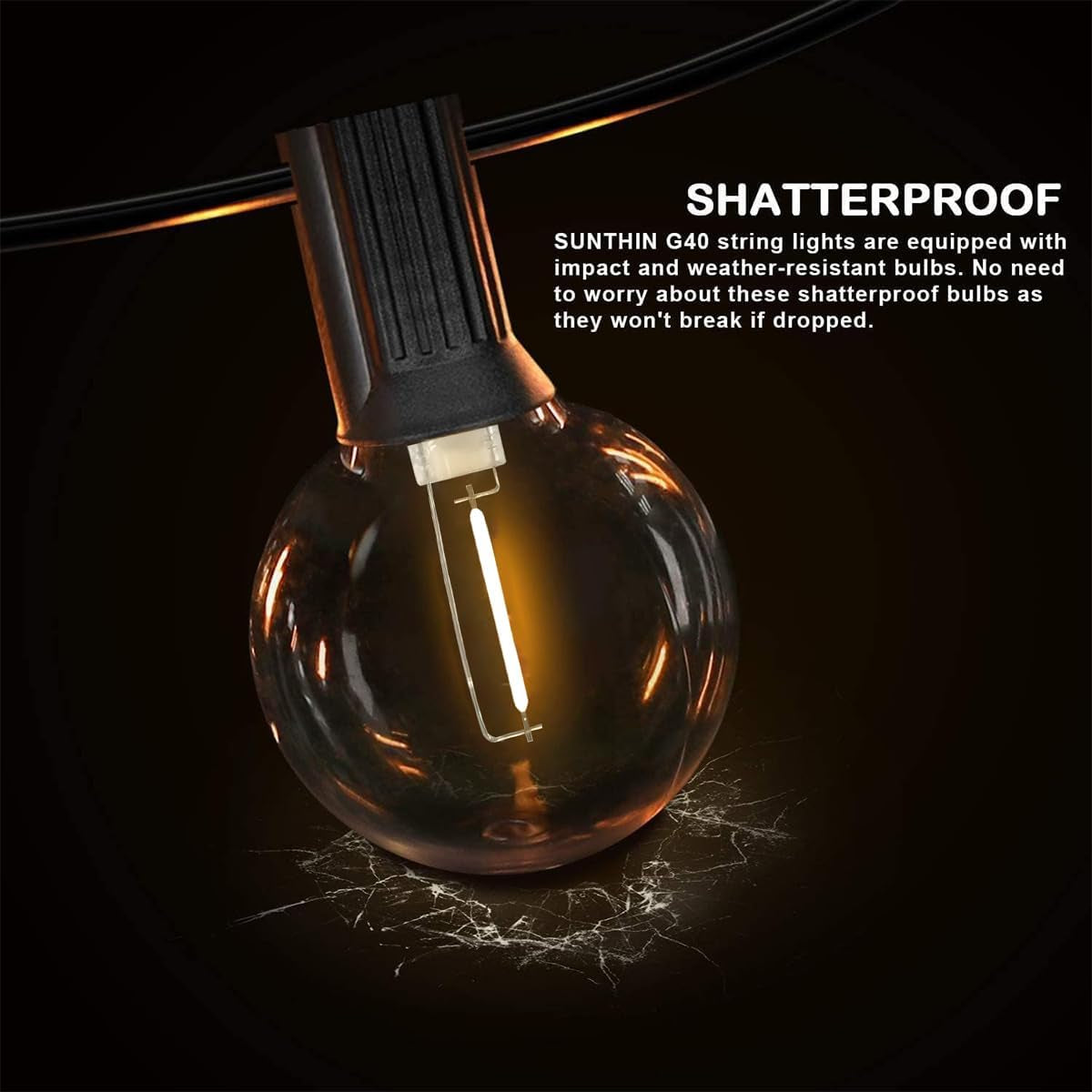 Globe Outdoor String Lights, 97FT Patio String Light with 49 G40 Clear Glass LED Bulbs(1 Spare), Waterproof Hanging Lights String for outside Backyard, Porch, Bistro, Party, Garden Gathering