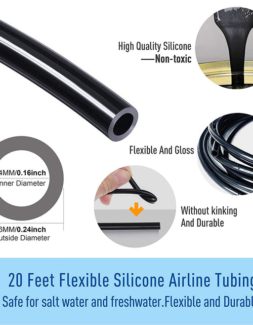 Load image into Gallery viewer, 3/16" Professional Flexible Airline Tubing Standard Aquarium Air Pump Accessories, 20 Feet(Clear-Black)
